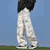 Retro Black Beige Straight Trousers