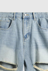 Vintage Yırtık Detaylı Jean Şort, önden görünüm — Navra Wear