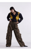 Faux Leather Cargo Trousers
