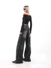 Heritage Rinse Black Faded High-Rise Denim