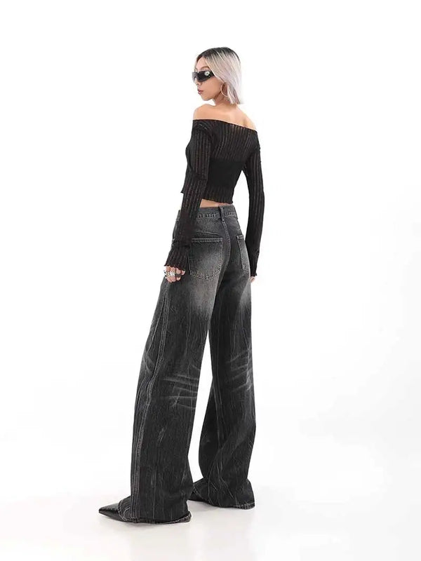 Heritage Rinse Black Faded High-Rise Denim alternatif görünüm