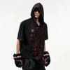 Hooded Sequins Color Contrast Insulated T-Shirt