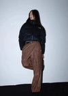 Luxe Mocha Leather Wide-Leg