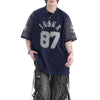 Nostalgia Stars-Spangled Style Mesh Hollow Letter T-Shirt