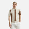 Revival Freedom-State Style Multi-Stripe Zip Sport-Collar T-Shirt