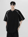 Block-Style Air-Light Stars-and-Stripes Black Short Sleeve T-Shirt