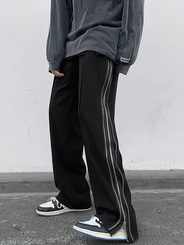 Zip Loose Black Trousers