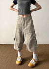 2000s 90s Style Oversized Utility Denim Shorts