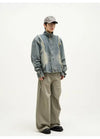 Elegant Pintuck Stitch Batik Denim Jacket