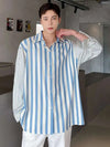 Satin Splice Stripe Fine Long Shirt