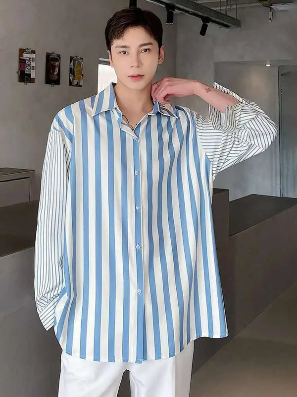 Satin Splice Stripe Fine Long Shirt alternatif görünüm