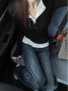 Buttoned Layered Long-Sleeve T-Shirt