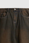 Vintage Yıkanmış Baggy Jean Pantolon, yakın çekim — Navra Wear