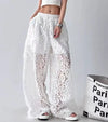 Lace Cutwork Wide-Leg