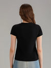 Short Fit Slim Print Bow Touch Soft T-Shirt
