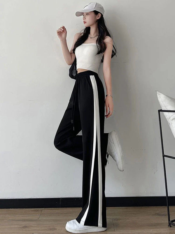 Stripe Panel Loose Trousers
