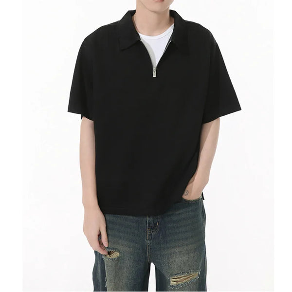 Zip Half Minimalist Versatile T-Shirt
