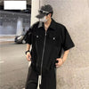 Zip-Detail Pocket Retro Short Shirt