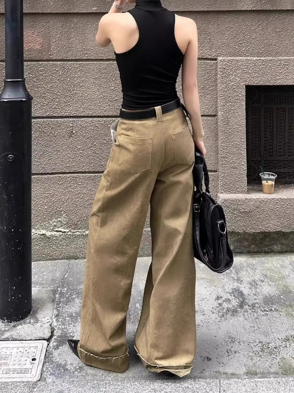 Easy Sleek Classic Khaki Bell Leg Denim alternatif görünüm