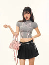 Throwback Bow Short Sleeve Above-Waist T-Shirt