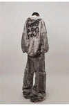 Yıkanmış Baggy Punk Rock Baskılı Jean Pantolon, kombin görünüm — Navra Wear