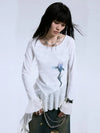 Yedinas Spliced Noir-Edge Visual Long T-Shirt