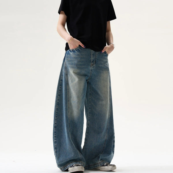 Easy Sleek Classic Pintuck Printed Bell Leg Denim alternatif görünüm