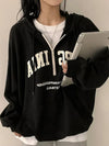 Cozy Zip-Up Letter Half-Zip Sweatshirt