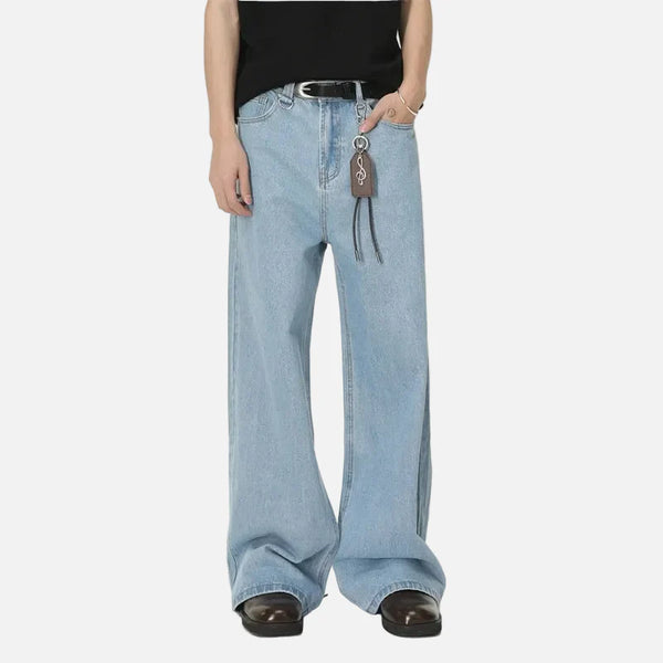 2000s Woodland Print Draped Floor Bell Leg Denim alternatif görünüm