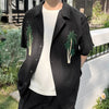 Warm Panel Lapel Short Sleeve Top