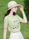 Green Floral Sewn-Detail T-Shirt