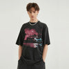 New-Millennium Stone-Rinsed Checkered-Flag Car T-Shirt