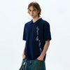 Elegant Letter Illustrated Short Sleeve Collar-Knit T-Shirt