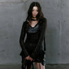 Aged Grit-Style Aesthetic Knitted Spliced T-Shirt