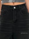Women Cozy Soft Knit Black Denim Shorts