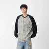 Y2K Yıkanmış Bisiklet Yaka Sweatshirt, model üzerinde — Navra Wear