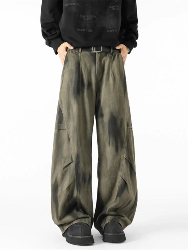 Faded Batik Denim Bell-Leg Denim
