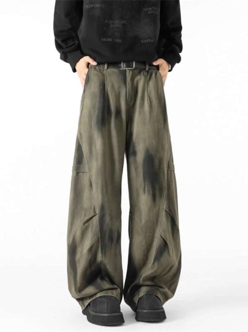 Faded Batik Denim Bell-Leg Denim