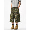 Heavy-Duty Metro Woodland Wide Leg Utility Denim Shorts
