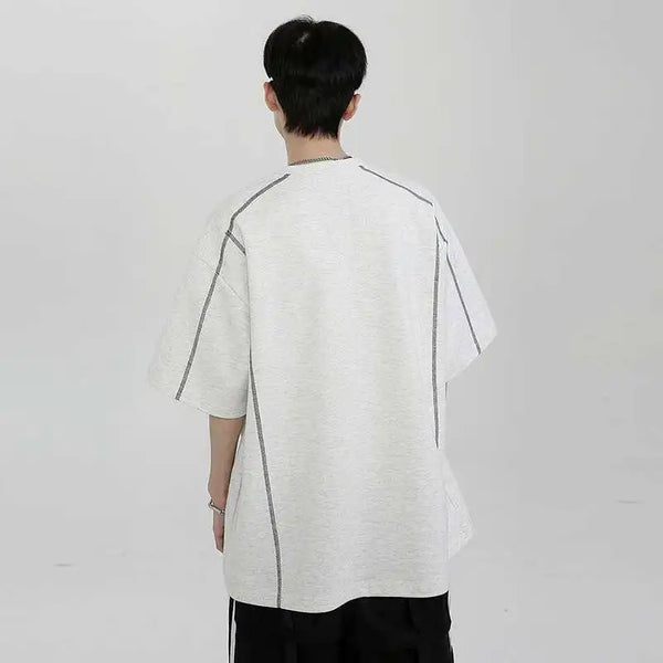 Curated Unstructured Stripe Illustrated Short Sleeve T-Shirt alternatif görünüm