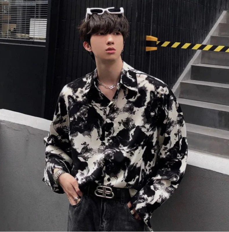 Ink Wash K-Style Dark Casual Long Top