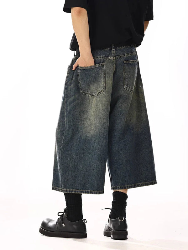 Heritage Modern Faded Easy Cut Denim Shorts alternatif görünüm