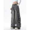 Women Gray High-Rise Bell Leg Blue Relaxed Denim