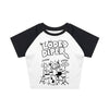 Turn-Of-Era Drummer Darkwave Letter Pattern Crop Top
