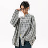 Ash Plaid Cool Elegant Long Blouse