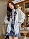 Preppy Stripe Womens Long Sleeve Top
