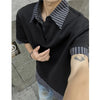Men's Block-Style Slim Fit Multi-Stripe Placket-Neck T-Shirt