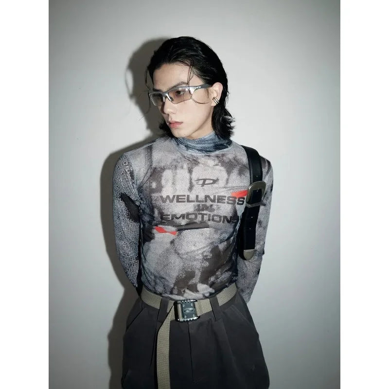 Chic Slim Fit Mesh Patterned T-Shirt