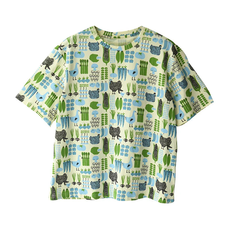 Print Cartoon Style Literary Fresh T-Shirt