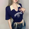 Women Slim Fit Letter Visual Short Sleeve T-Shirt